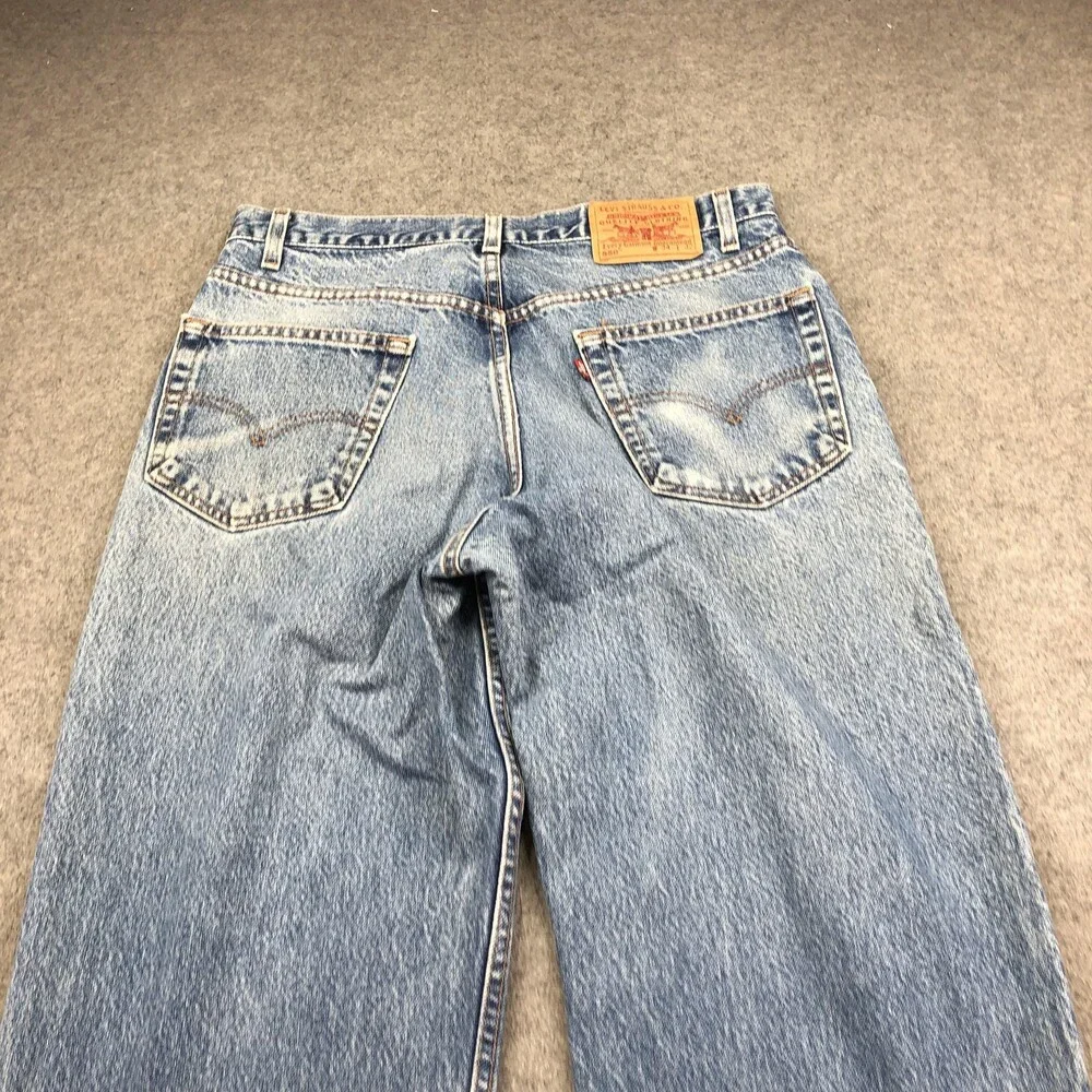 Levis 550 Jeans Mens 34x32 Blue Stone Wash Relaxed Tapered Denim Distressed